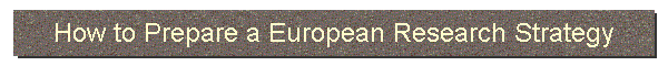 How to Prepare a European Research Strategy